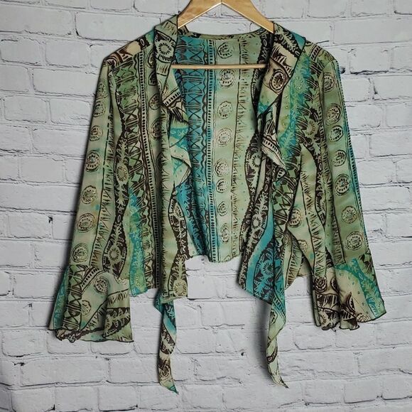 Blue and Green Blouse/Jacket - Picture 1 of 6